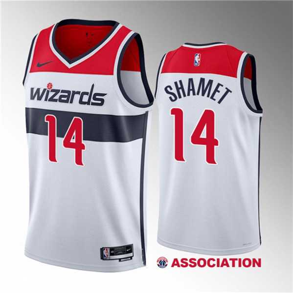 Men%27s Washington Wizards #14 Landry Shamet White 2023 Draft Association Edition Stitched Jersey